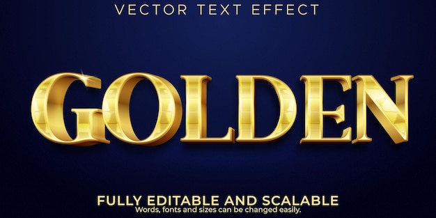 Editable text effect golden, 3d shine and luxury font style