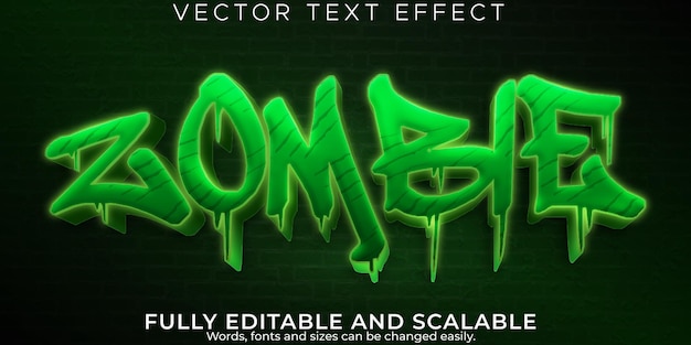 Editable text effect graffiti, 3d zombie and spray font\
style