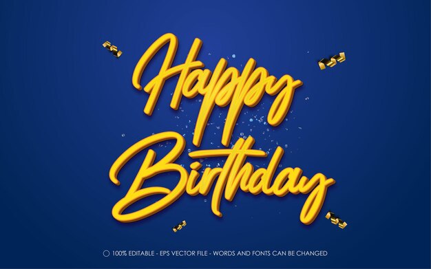 編集可能なテキスト効果 お誕生日おめでとうスタイルのイラスト プレミアムベクター