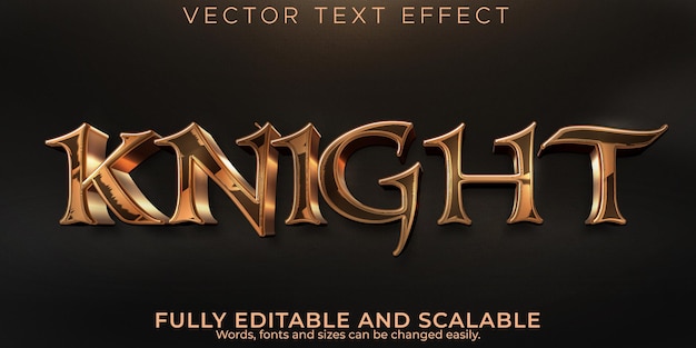 Free vector editable text effect knight 3d sword and battle font style