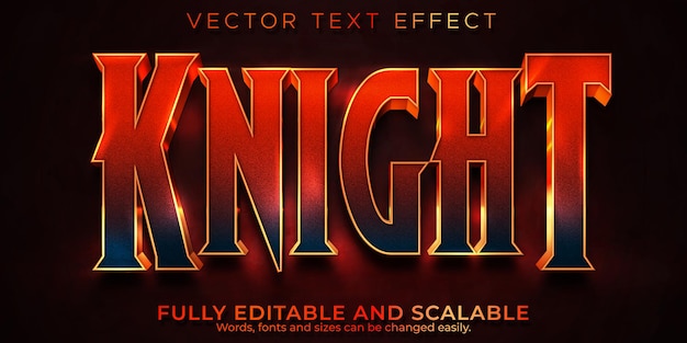 Free vector editable text effect knight, 3d warrior and gaming font style