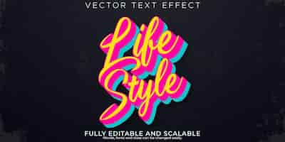 Free vector editable text effect life style 3d vintage and retro font style