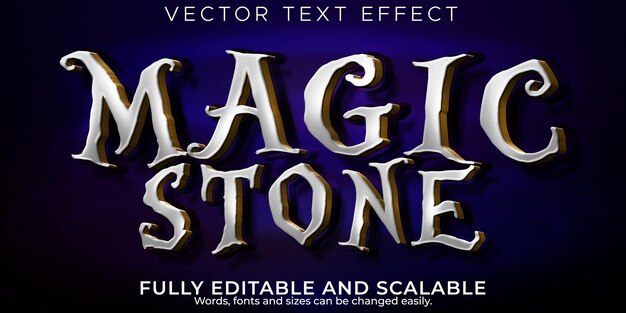 Редактируемый текстовый эффект магия, 3d винтаж и каменный стиль шрифта