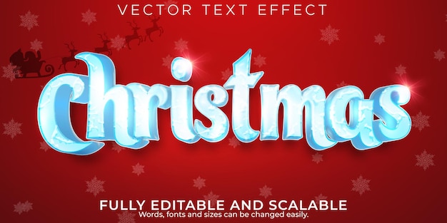 Editable text effect merry christmas, 3d 2022 and new year font style