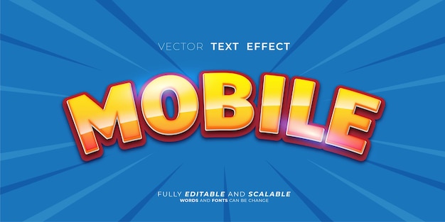 Editable text effect mobile 3d style illustrations