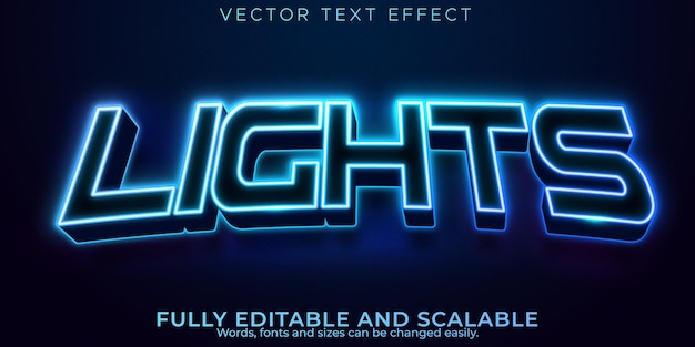 Editable text effect neon, 3d glow and esport font style Free Vector