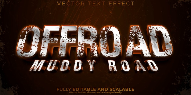 Бесплатное векторное изображение Редактируемый текстовый эффект для бездорожья, 3d, грязный и приключенческий стиль шрифта