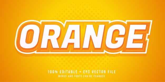 Editable text effect orange text style