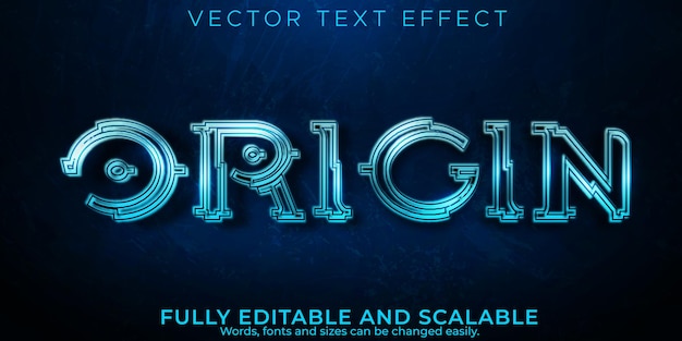 Free vector editable text effect origin, 3d sci-fi and future font style