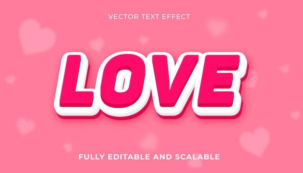 Editable text effect pink love text vector