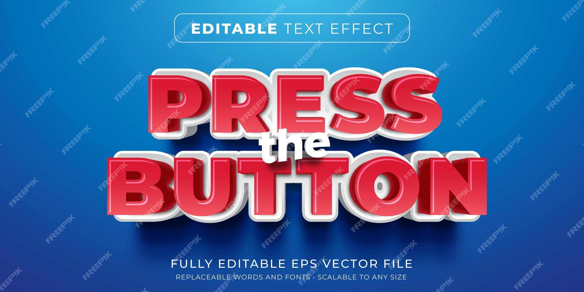 Premium Vector Editable Text Effect In Push Button Style Premium Vector Editable Text Effect In Push Button Style
