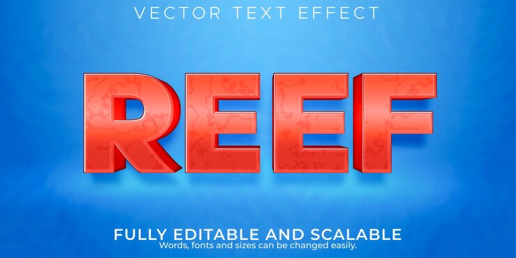 मुफ़्त वेक्टर editable text effect, reef coral text style