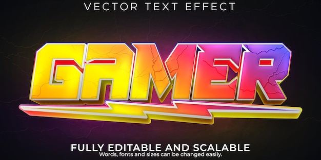 Free vector editable text effect rgb gamer, 3d esport and stream font style