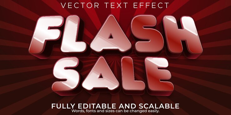 Free Vector editable text effect sale, 3d discount and offer font style