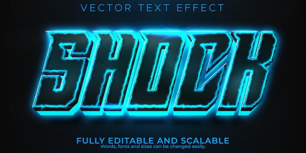 Editable text effect shock, 3d electric and bolt font style