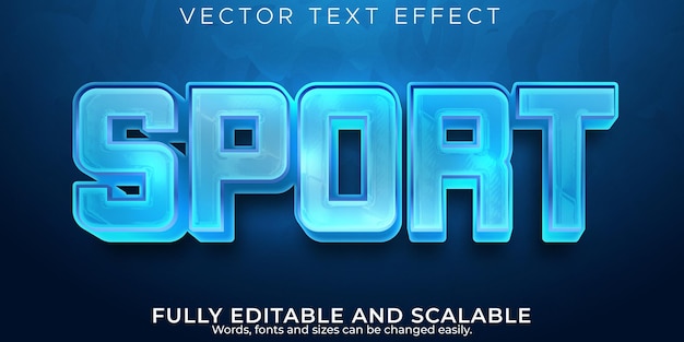 Editable text effect sport, 3d blue and shiny font style