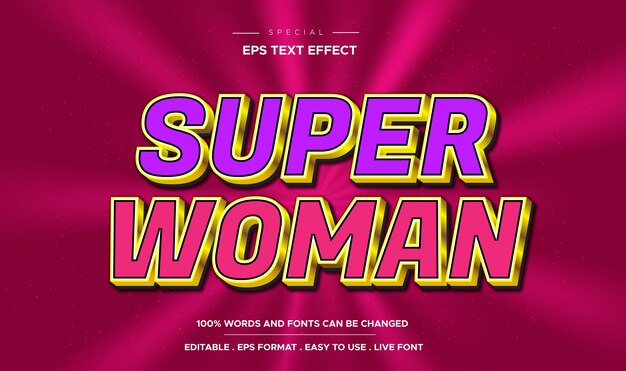 Editable text effect super woman style