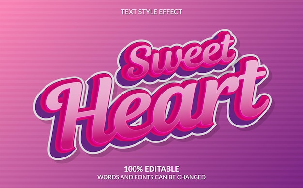 Editable text effect sweet heart text style