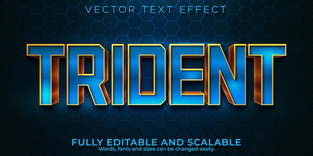 Free vector editable text effect trident, 3d water and ocean font style