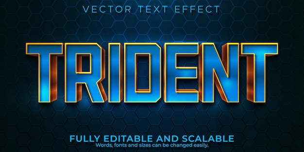 Editable text effect trident, 3d water and ocean font style Free Vector