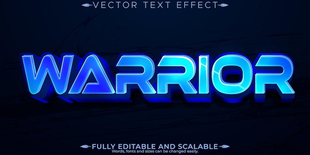 Free vector editable text effect warrior 3d metallic and shiny font style