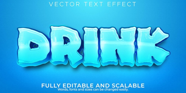 Free vector editable text effect water, 3d aqua and drink font style
