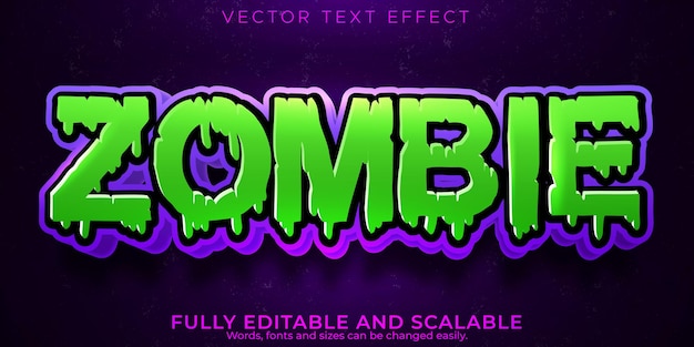 Free vector editable text effect zombie, 3d horror and scary font style