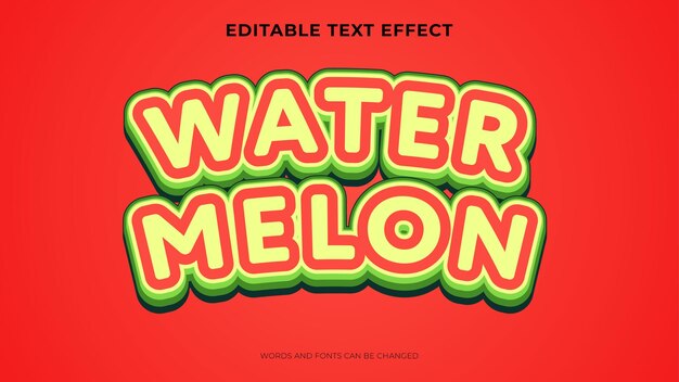 Free vector editable watermelon 3d text effect