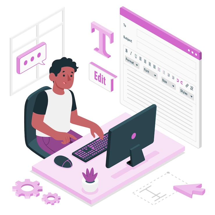Free Vector editing body text concept illustration