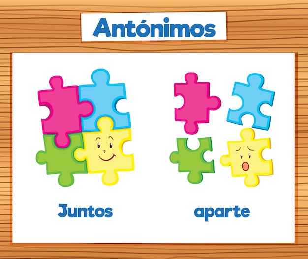 Free vector education antonyms together and apart