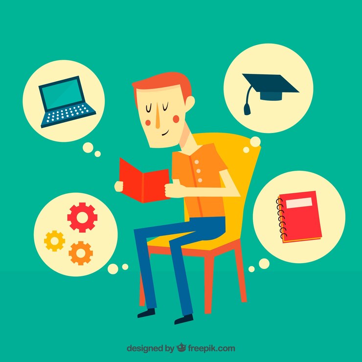 Free Vector education background with boy reading