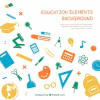 Free vector education concept background with elements in different colors