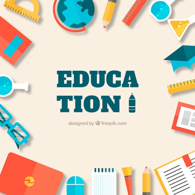 Education concept background with elements on sides