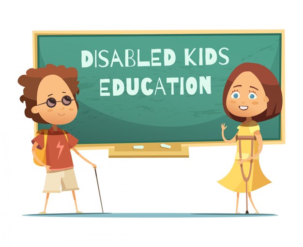 Education of disabled kids design with blind boy and girl 
