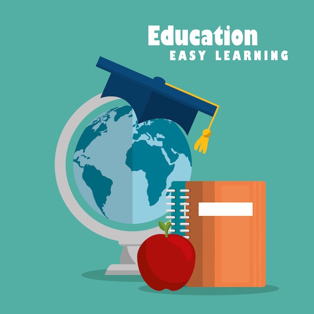 education easy learning set icons