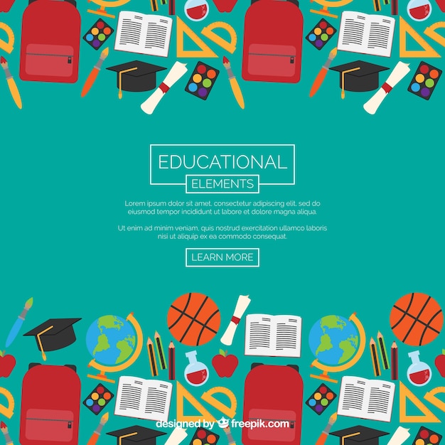 Education elements background in flat style