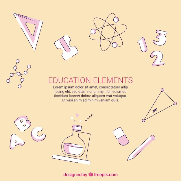 Education elements background in flat style