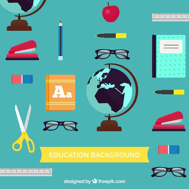 Education elements background in flat style