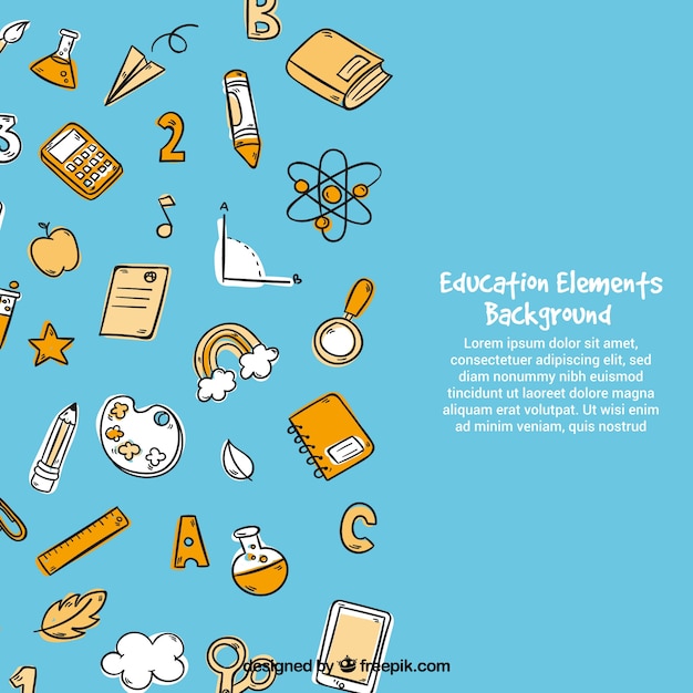 Free vector education elements background in hand drawn style