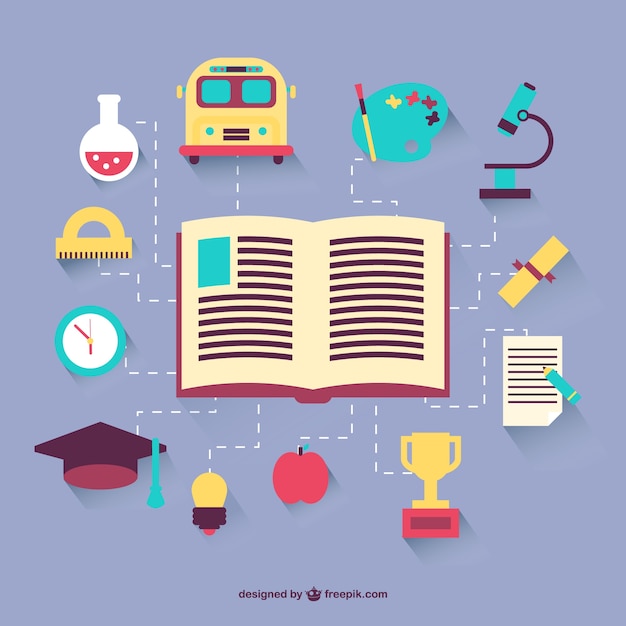 Free Vector education flat icons set