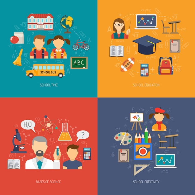 Education Flat Set – Free Vector Templates for Download