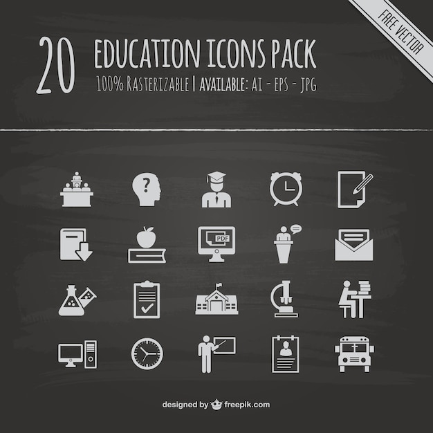 Free vector education icons pack