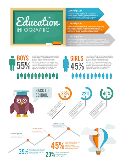 Free vector education infographic set