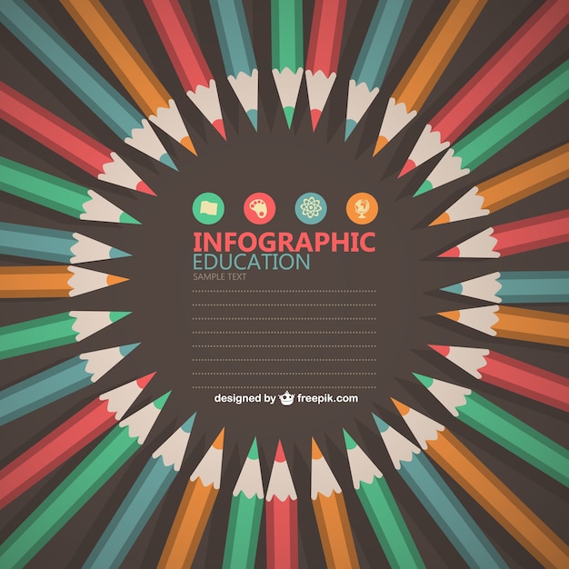 Free vector education infographic with pencils