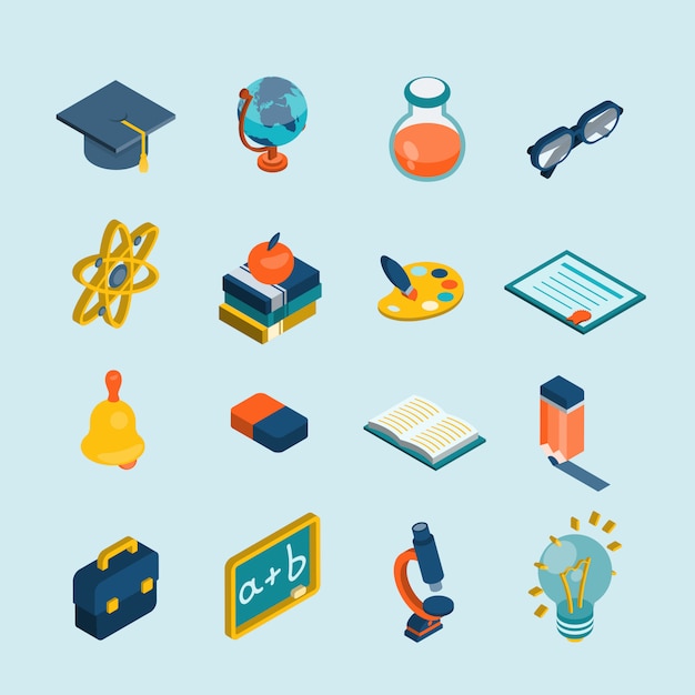 Free vector education isometric set