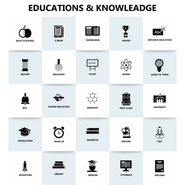 Free vector education and knowledge, icons