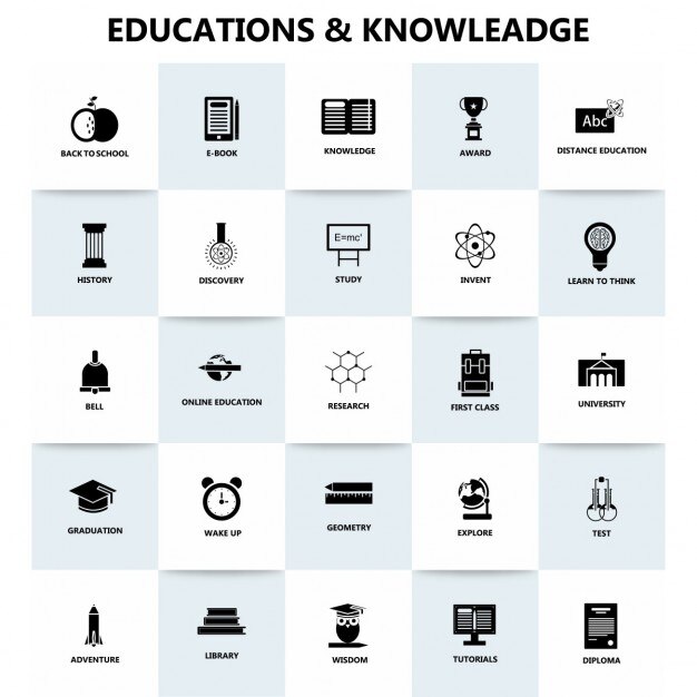 Education and knowledge, icons