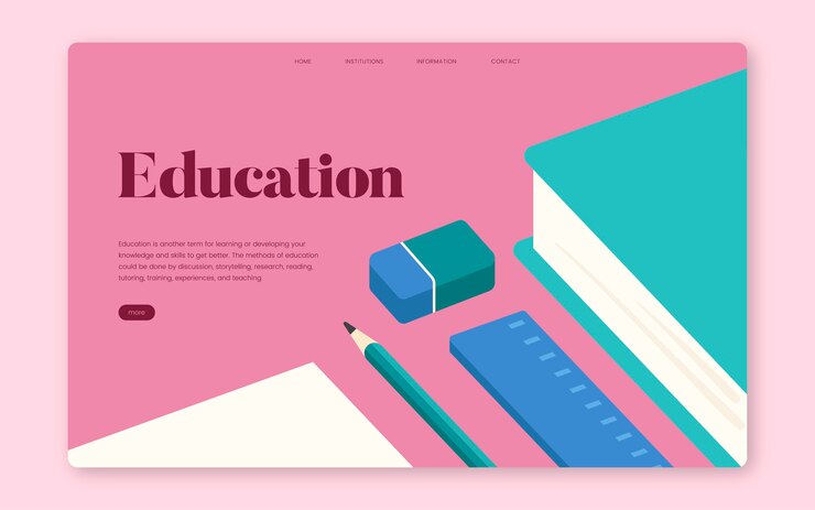Free Vector education and learning informational website graphic