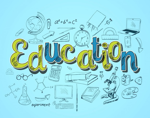 Free vector education lettering concept