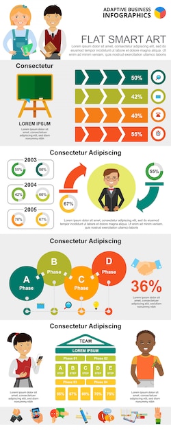 Education and marketing charts set